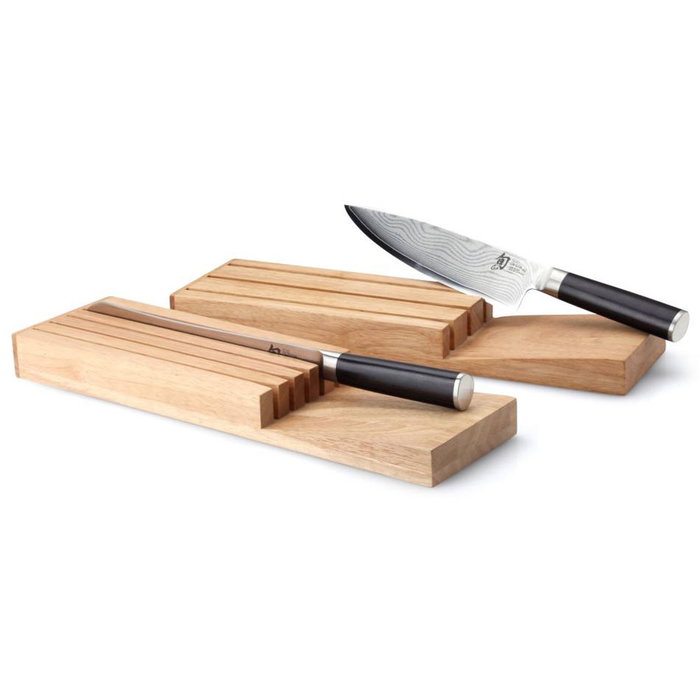 Continenta Bloque Cajón Para 5 Cuchillos Madera Árbol Goma 39x11x3.5 Cm (6 Unidades)